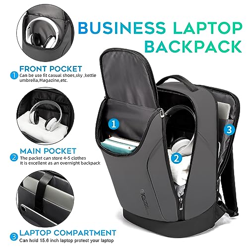 BANGE Business Commute Backpack Waterproof fit 15.6 Inch Commute backpack,Travel Durable Backpack - color: Grey(no Charge Port)