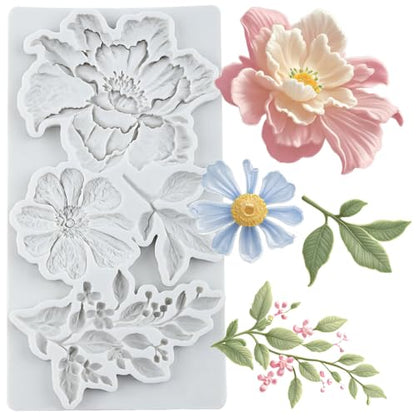 Flowers and Leaves Silicone Mold Flower Polymer Clay Molds - color: Style J