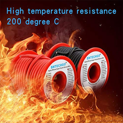 BNTECHGO 14 AWG Silicone Wire Red Black 40ft Stranded Tinned Copper Wire - color: Red and Black, size: silicone wire red 40ft and black 40ft