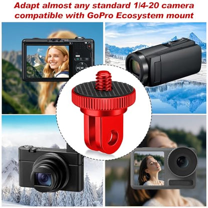 Frienda 4 Pcs Tripod Adapter Compatible with Gopro 1/4-20, Red - color: Red