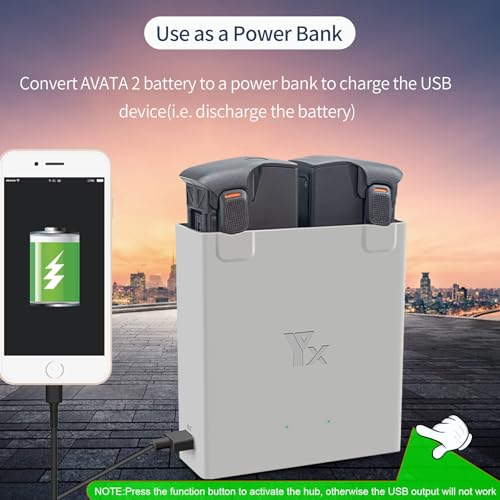 Hanatora Two-Way Charging Hub for DJI Avata 2 Battery,Charge,Dual Ports Drone Charger