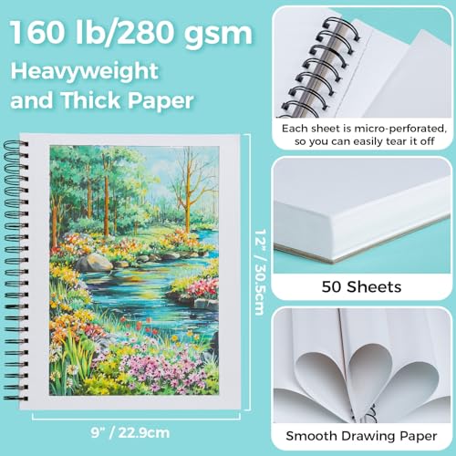 Ohuhu 9"x12" Double-Sided Bleedproof Marker Pad Art Sketchbook 50 Sheets - size: 9" x 12"