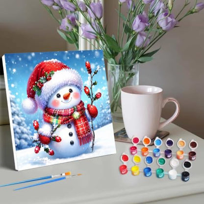 Ekuxom 4 Pack Christmas Paint by Numbers Kit for Adults Beginner with Frame - color: 4 Pack Christmas