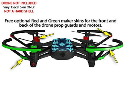 Skin Decal Wrap 2 Pack Compatible with DJI Ryze Tello Abstract Floral Blue Drone NOT Included