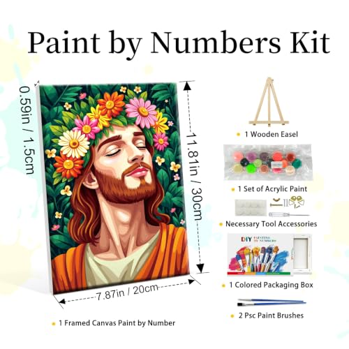 YOYA Framed Paint by Numbers Kit for Adults - Jesus Paint by Number - color: Jesus 040