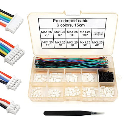 1.25mm Pitch Connectors and Pre-Crimped Cables Compatible with JST Molex PicoBlade 1.25mm for Pixhawk Silicone 15cm Wire