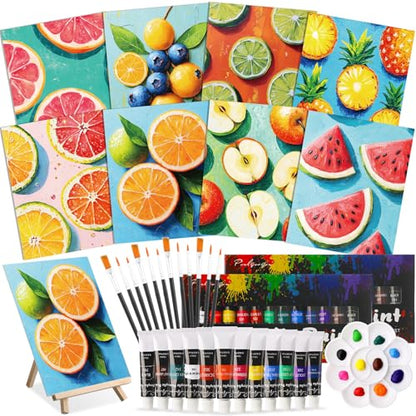 Cholemy 36 Pcs Paint and Sip Kit Gift for Adults 8''x10'',Colorful Fruits - style: Colorful Fruits