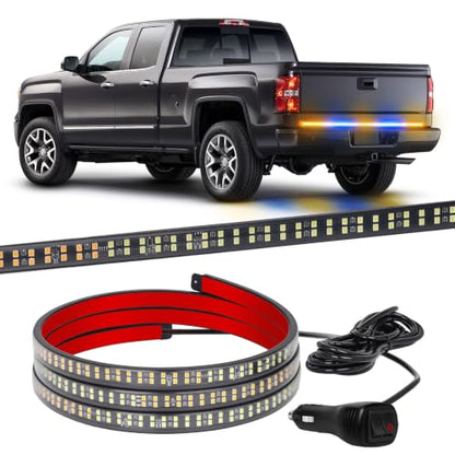 XRIDONSEN 60 inch Tailgate Strobe Lights Strip Amber Blue Emergency Lights - color: Amber/Blue