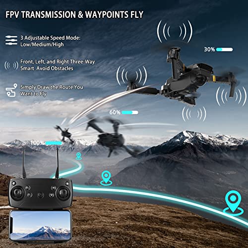 Drones with Camera for Adults 1080P Mini Drone with Camera Foldable Drones for Adults RC Quadcopter, Altitude Hold, One Key Take Off, 3D Flip, 3 Batteries