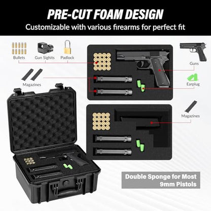 SEKKVY Gun Case for Handguns, Pistol Case Hard Shell - color: 1-Pistol Case,Black