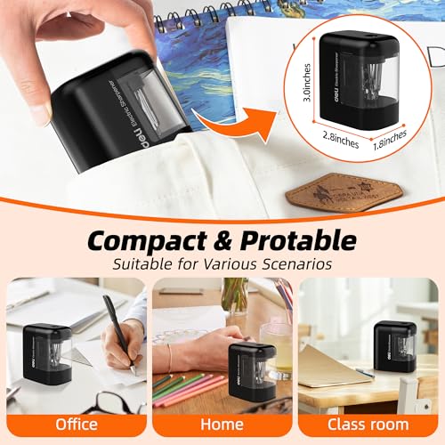 Deli Electric Pencil Sharpener, Battery Operated Portable Pencil Sharpener - color: Black