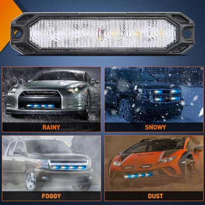 Nilight 6LED Blue White Emergency Strobe lights Sync Feature Surface Mount - color: Bule White