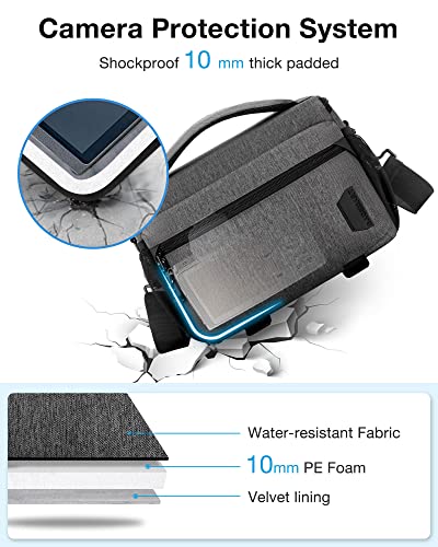 BAGSMART Camera Sling Bag with Tripod Holder & Rain Cover, Waterproof, Grey - color: 02-Grey