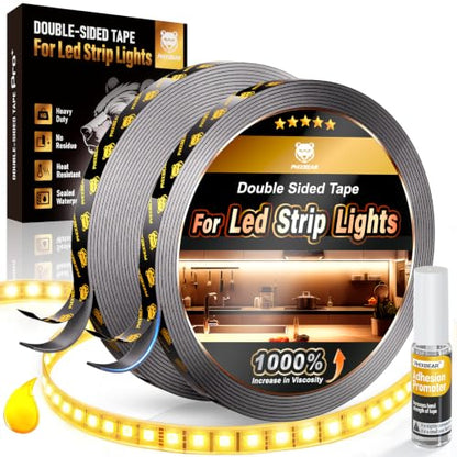PHIXBEAR 2 Rolls Double Sided Tape Heat Resistant Heavy Duty, 0.25" x 20FT - size: 1/4" x 20FT (2 Rolls)