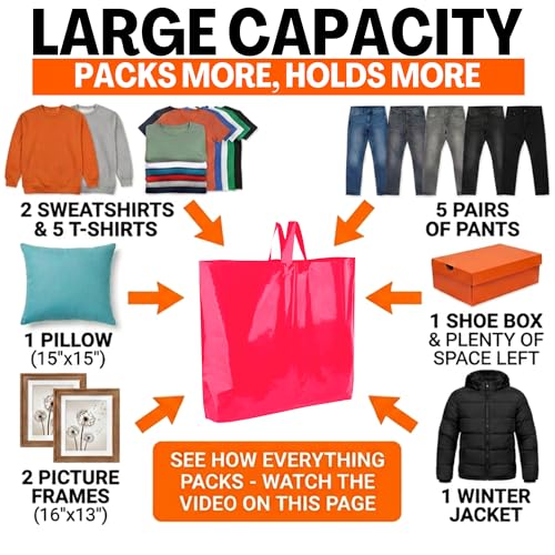 19x15 Large Plastic Shopping Bags with Handles for Small Business - color: Pink