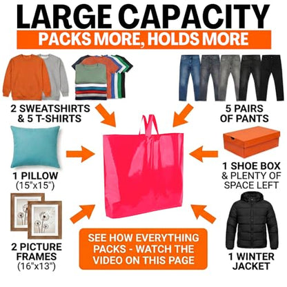 19x15 Large Plastic Shopping Bags with Handles for Small Business - color: Pink