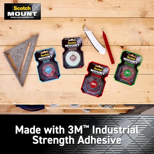 Scotch-Mount Double Sided Mounting Tape Heavy Duty, Extreme Mounting Tape, 2 Rolls, 1 in x 60 in (5ft per roll), Our Strongest Tape for Our Toughest Jobs, Uses 3M Industrial Adhesive (ET-414-2NA) - style: 2 Rolls