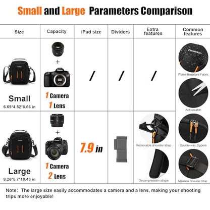 Cwatcun Compact Camera Sling Bag, Padded Crossbody Case for DSLR/Mirrorless - size: Small