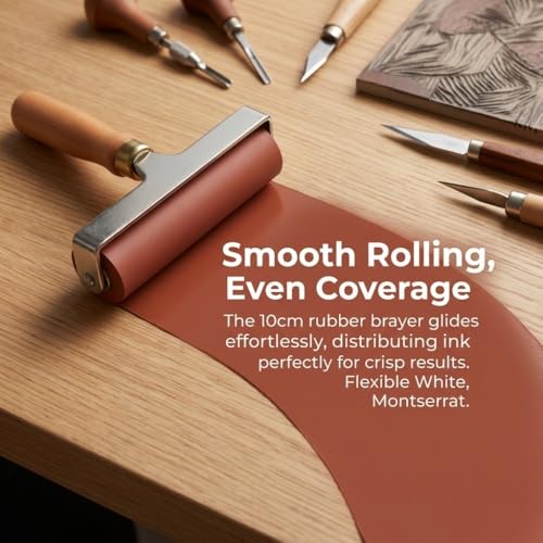 Anu Limen Soft Rubber Brayer High-Elasticity Roller for Printmaking, Scrapbooking & Art Crafts, Even Ink Application, Non-Slip Handle(10cm) - size: 10cm