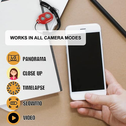 CamKix Camera Shutter Remote Control with Bluetooth Wireless Technology - Create Amazing Photos and Videos Hands-Free - Works with Most Smartphones and Tablets (iOS and Android) - color: Red