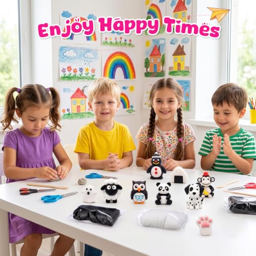 Winnerwhy 144 Pcs Total 76oz Air Dry Clay Soft Non-Toxic, White,Black - color: White,Black