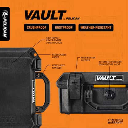 Pelican Vault V200 Hard Case (Camera, Pistol, Gear, Equipment) - color: Black, style: Empty Case