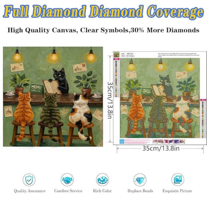 Dugsmgd Cat Diamond Art Kits for Adults, Coffee Diamond Painting 14x14in - color: Cat and Coffee