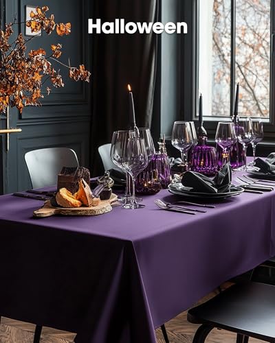 Pureegg Plastic Table Cloth Disposable 6 Pack, 54 x 108 Inch, Purple - color: Purple, size: 54" X 108" Rectangle