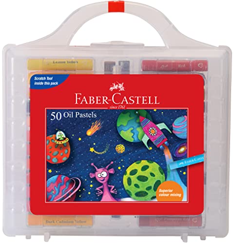 Faber-castell Oil Pastels Set of 50 Easy to Pack and Carry Colour Tool Box (Plastic Box Packing)