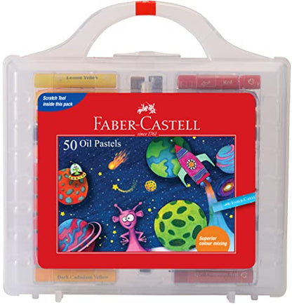 Faber-castell Oil Pastels Set of 50 Easy to Pack and Carry Colour Tool Box (Plastic Box Packing)
