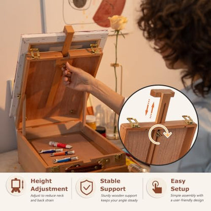 DJAR Adjustable Tabletop Sketchbox Easel for Painting, 3 Drawers Storage - style: Tabletop Easel