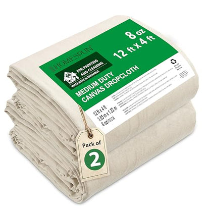 HOMESPUN Thick Reusable Heavy-Duty Canvas Drop Cloth 12 x 4 ft - 2 Pack - size: 12 ft x 4 ft (Pack of 2)