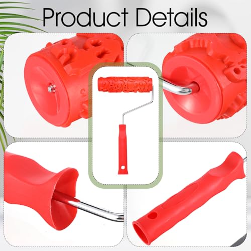 2 Pcs 7'' Textured Paint Roller, Rubber Pattern Paint Texture Roller Drywall Texture Rollers for Ceiling Mud Clay Furniture Wall Decoration(EG323T)