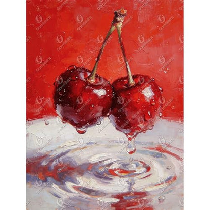 Gamteldot Cherry Diamond Art,Diamond Painting Kits for Adults Beginner - color: A Dripping Cherry