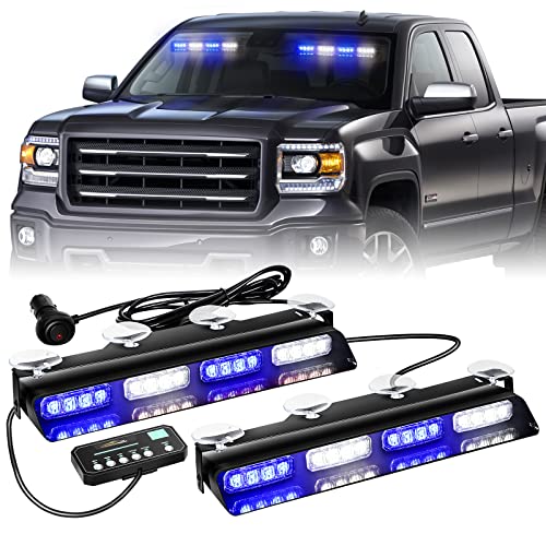 XRIDONSEN 2 in 1 2x 14 inch Strobe Light Bar - color: Blue/White