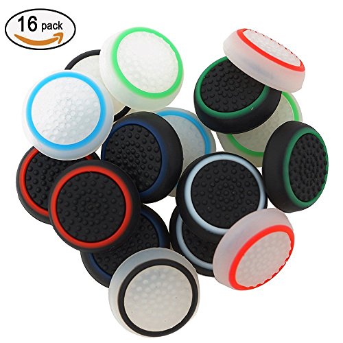 16 Pieces Silicone Noctilucent Thumb Grip Caps Controller Joystick Cap Covers for PS-Series, Xbox-Series Analog Stick Caps Replacement