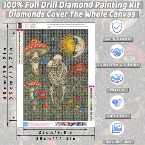 KICHANG Skull Diamond Art Kits for Adult Diamond Painting Kit for Beginner - color: DP04443