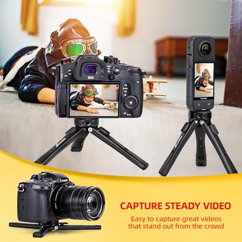 Zeadio Heavy Duty Mini Metal Tripod Stand - Universal Small Table Tripod for Camera, Gimbal, Action Cam, Camcorder, Microphone, LED Light, etc(40kg/88lb Load) - style: Basic Version