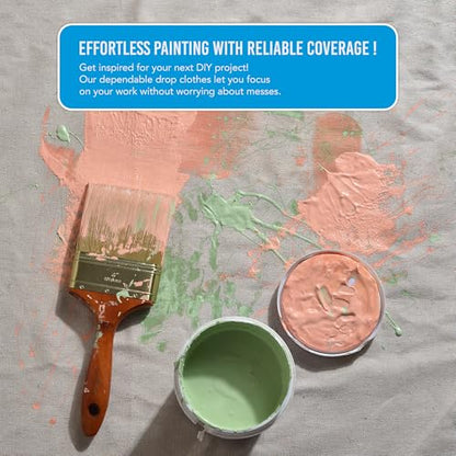 Canvas Drop Cloth - Durable Protection for Painting and Home Projects (4/12-PACK-2) - color: Beige, size: 4/12-PACK-2