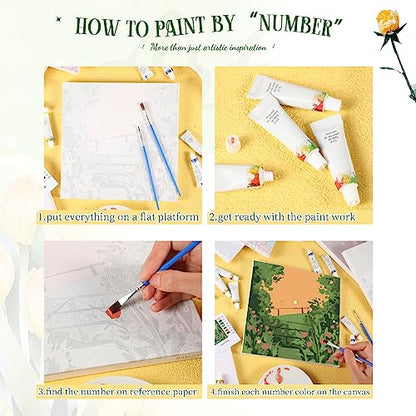 Nezyo 12 Sets Paint by Numbers with Frame for Adults, Acrylic Canvas 8x8 - style: Spring
