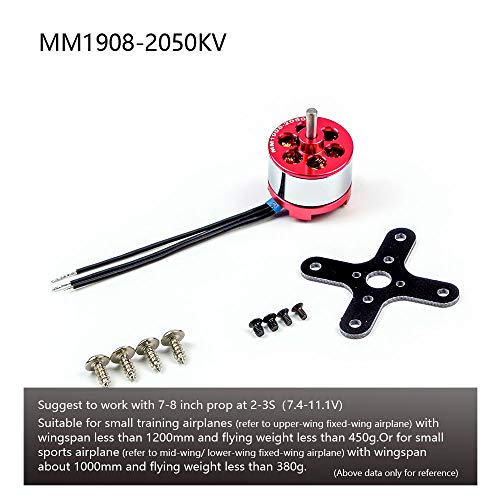 Brushless Motor C20 1908 2050KV 3.0mm RC Outrunner Motor Replacement Parts for RC Airplane Fixed Wing Multirotor FPV Racing Drone (MM1908A) - size: MM1908A