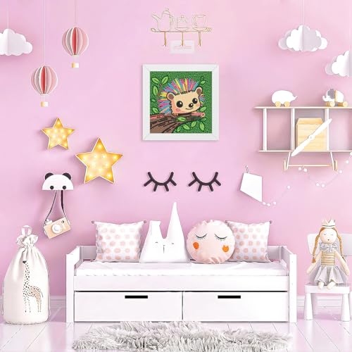 WEMEON Hedgehog Diamond Art Kits for Kids with Frame 7x7 inch - color: Hedgehog