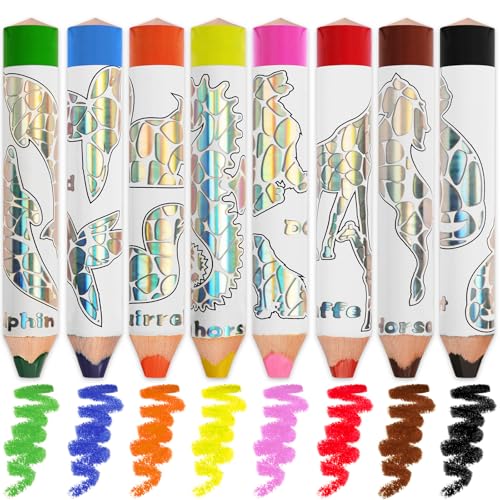 ThEast Jumbo Toddlers Colored Pencils, Thick Chunky Crayons for Children - style: Glitter-8