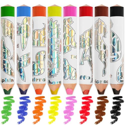 ThEast Jumbo Toddlers Colored Pencils, Thick Chunky Crayons for Children - style: Glitter-8