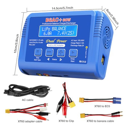 LiPo Charger 80W 6A Fast Balance Battery Chargers for RC Car Boat Drone