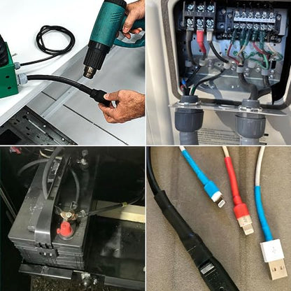 2 Inch Heat Shrink Tubing - 5 Ft 3:1Ratio Waterproof Heat Shrink Tubin - Adhesive Lined,Dual Wall Adhesive Shrinkable Wire Wrap Tube - Black - color: Black, size: 2"(50mm)-5Ft