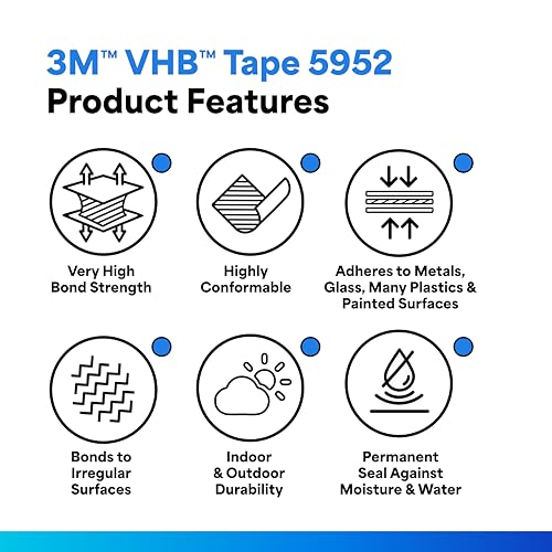 3M VHB Tape 5952, 0.125 in width x 5 yd length, 1 roll