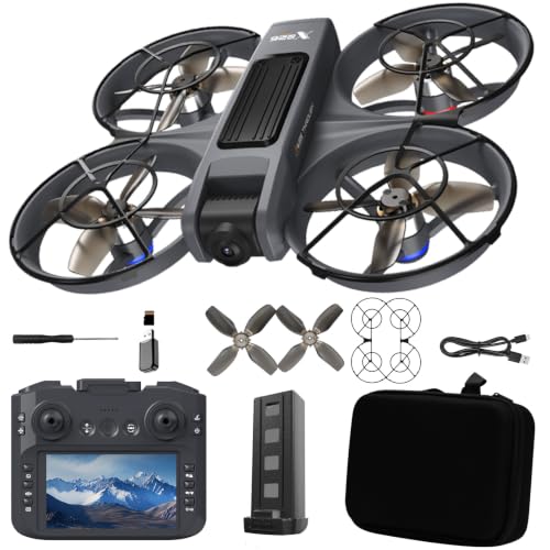 FPV drone equipped with remote controller to support first-person view flight. Built with full propeller protection guard and collision-resistant structure, easy-operation design fits beginners perfectly. Adopts optical flow positioning system and brushle