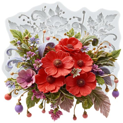 Daisy Flower Silicone Mold Flower Polymer Clay Molds - color: Style E