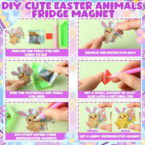 Xuhal 30 Pcs Easter Diamond Painting Magnets Diamond Art Kits for Adults - color: Easter